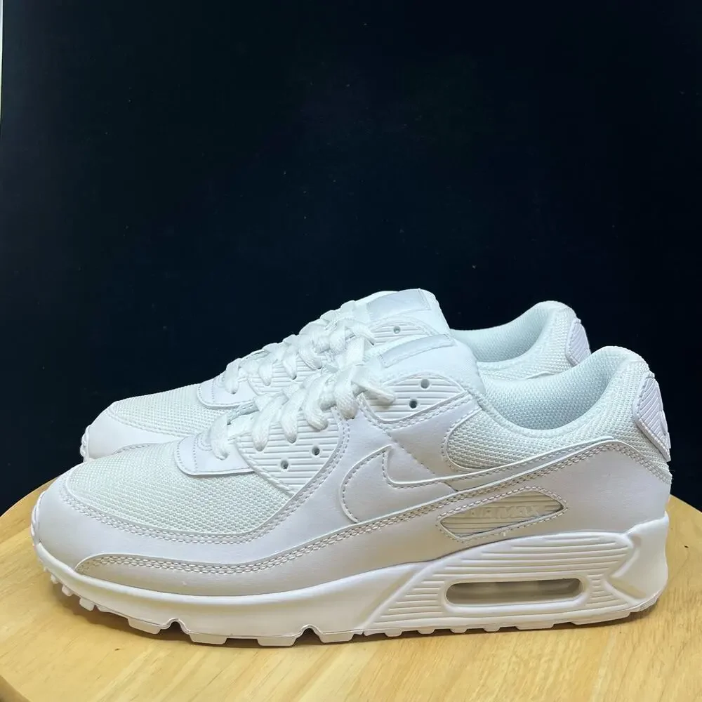 Nike Air Max 90 Triple White/White-Wolf Grey Men's Running Shoe CN8490-100 Sz 8